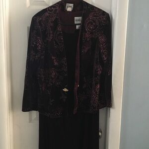 R & M Richards Black and Purple High Low Dress with Velvet Jacket